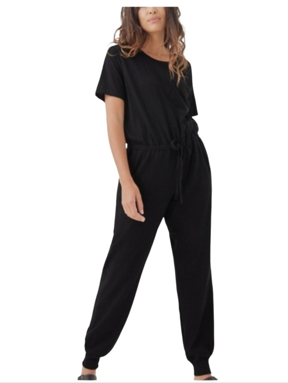 Pact Relaxed Slub House Jogger Jumpsuit 100% Organic Cotton Black Sz XL